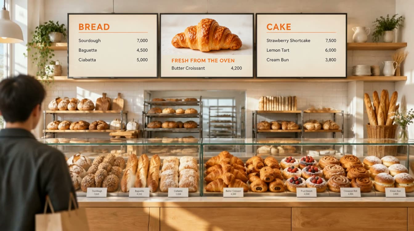The menu playing on store TVs after approval